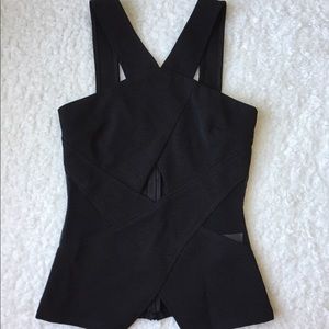 Guess Black Textured Sheered Criss Cross Tank XXSM
